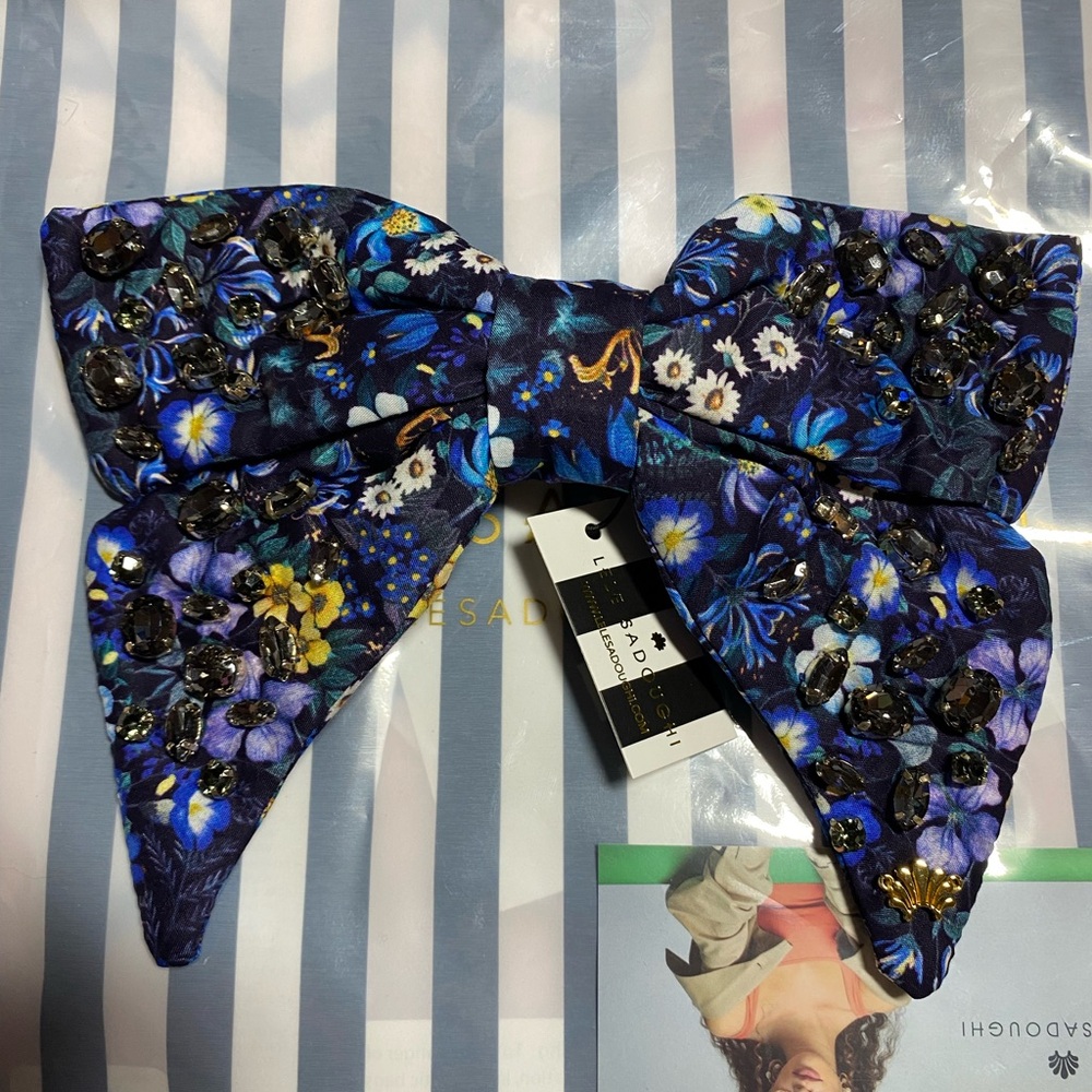 Lele Sadoughi indigo garden Libby liberty crystal bow barrette